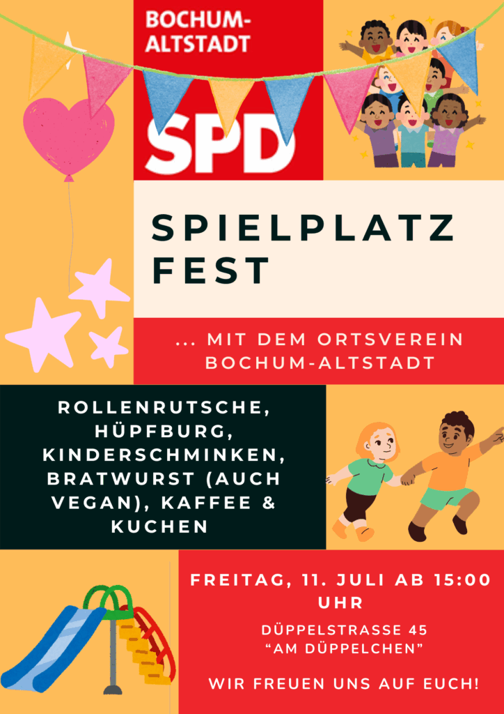 Einladungsflyer zum Spielplatzfest des OV-Bochum Altstadt